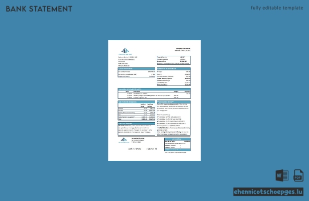 USA Springside Mortgage – Beispiel eines Kontoauszugs (Excel-Datei, Vorschau)